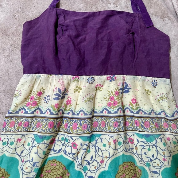 Anthropologie Maeve Purple Skoura Idyll Tree Print Halter Maxi Dress Size 0 - Picture 12 of 14